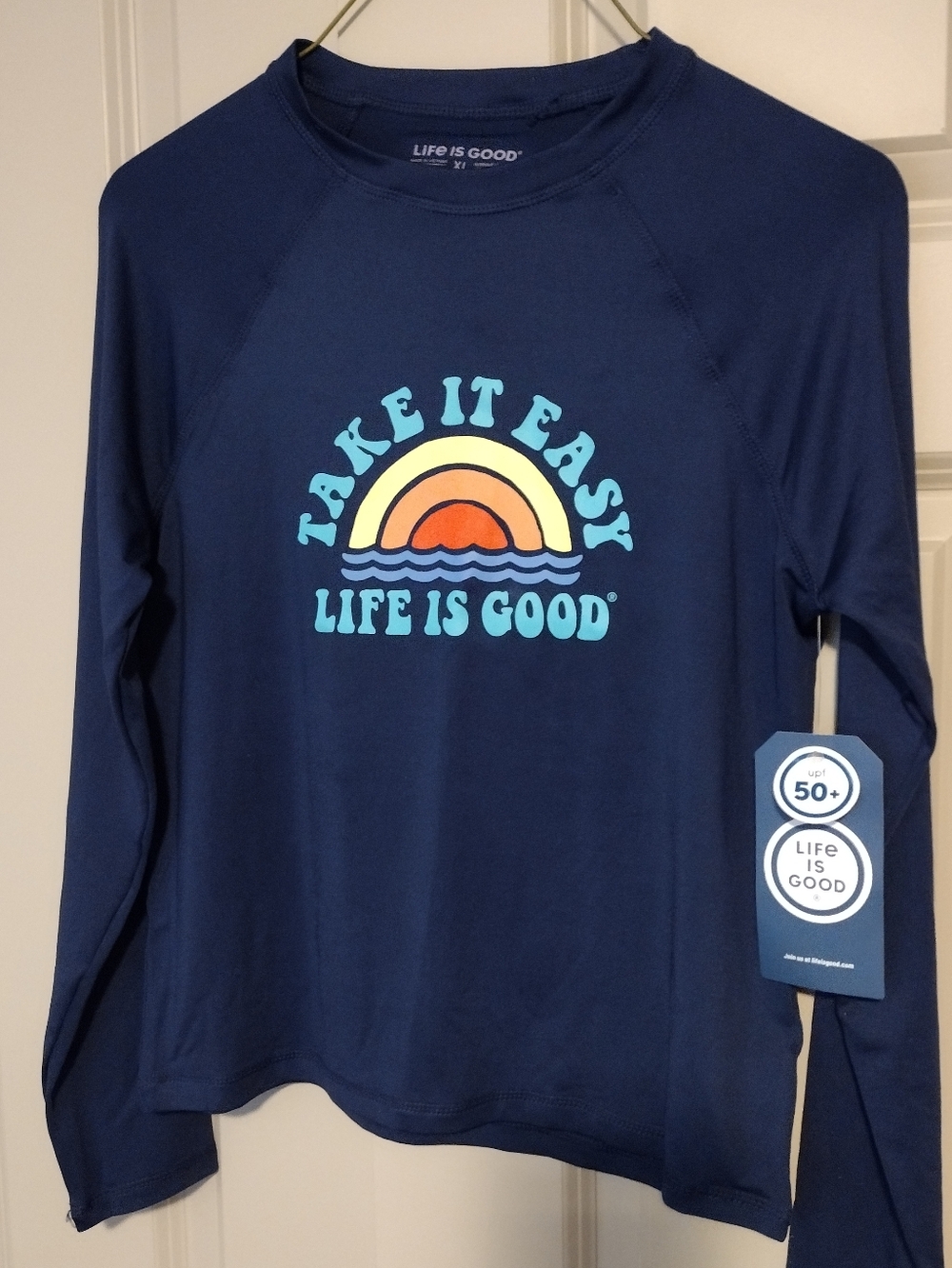 Life Is Good Navy Retro Sunrise Graphic Long Sleeve Tee